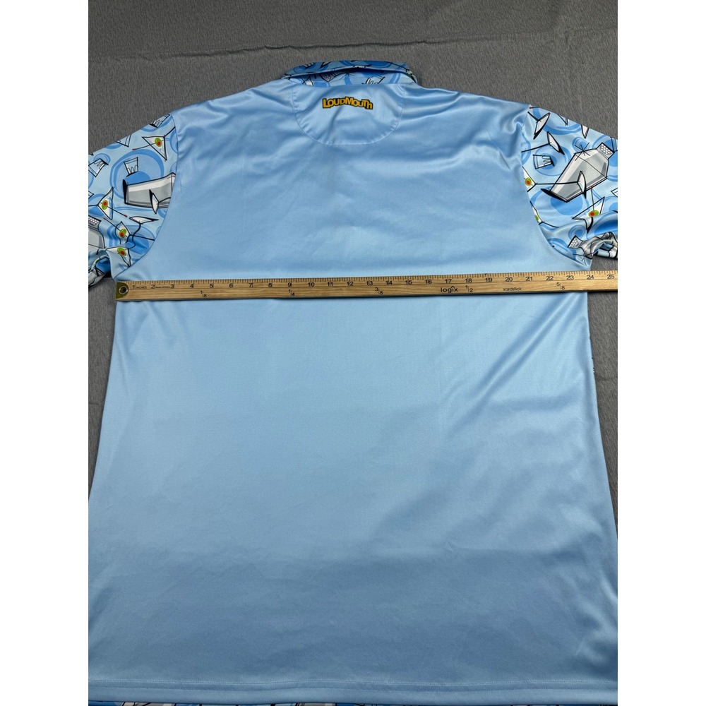 Loudmouth Golf Martini Cocktail Shaker Polo Shirt Blue Mens XL Short Sleeve - Picture 3 of 16
